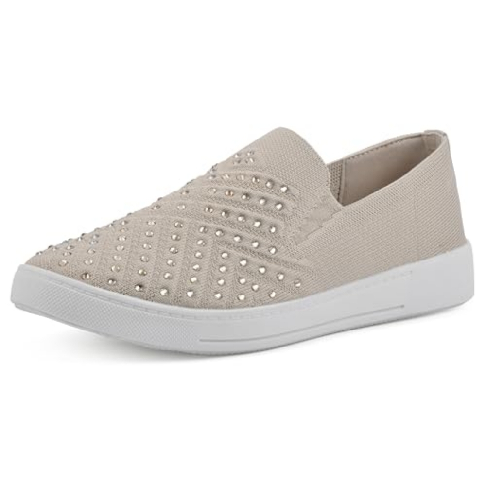 NWT NWT‎ WHITE MOUNTAIN Women's Bling Sneaker Cream And White